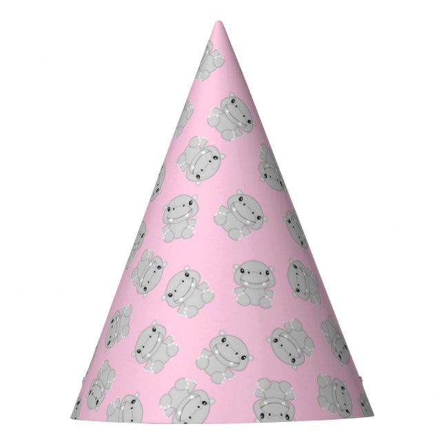 Hippo Birthday Party Pink Hat (Front)