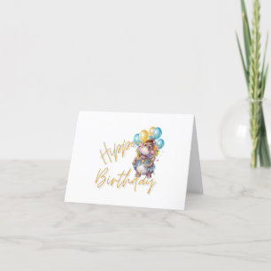 Hippo Birthday Thank You Card