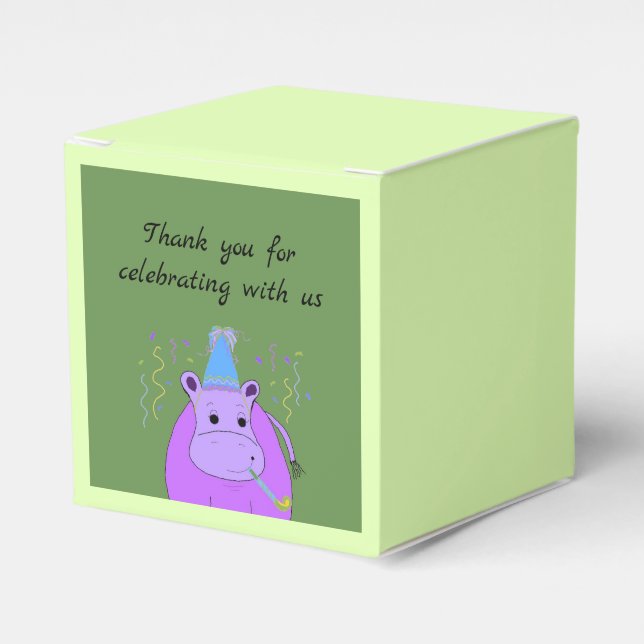 Hippo Birthday Thank You Favour Box (Front Side)