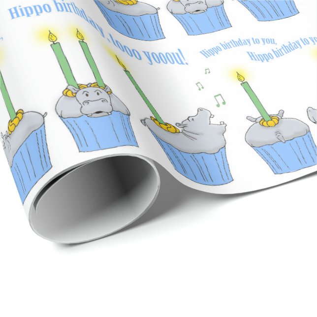 Hippo Birthday To You!  Happy hippos singing Wrapping Paper (Roll Corner)