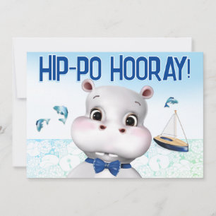 Hippo Blue Fish Boy Birthday Card