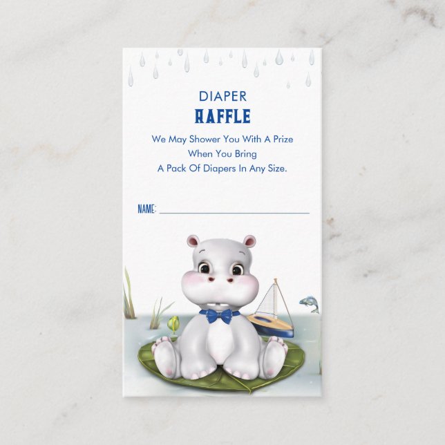 Hippo Boy Baby Shower Enclosure Card (Front)