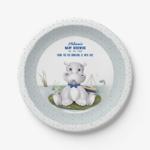 Hippo Boy Baby Shower Paper Plate