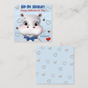 Hippo Boy Blue Classroom Valentine's Day Card
