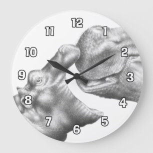 Hippo & Calf Wall Clock