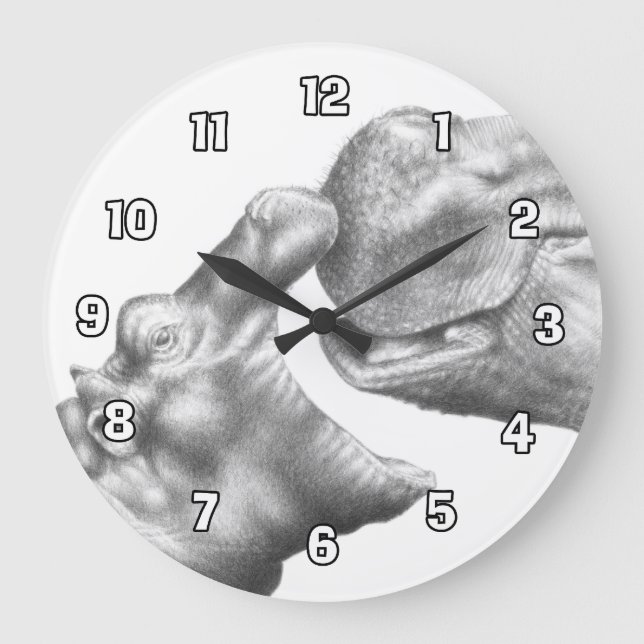 Hippo & Calf Wall Clock (Front)