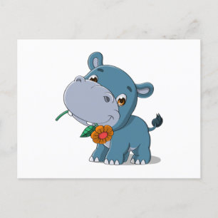 Hippo cartoon postcard