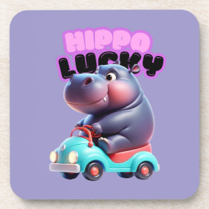 Hippo Charm Plastic Coaster