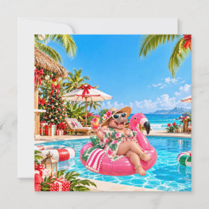 Hippo Christmas Cocktail Party Greeting Card 
