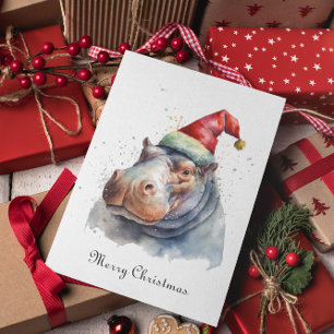 Hippo Christmas, customisable Foil Holiday Card