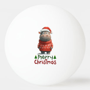 Hippo Christmas for animal lovers Ping Pong Ball