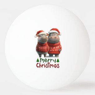 Hippo Christmas for animal lovers Ping Pong Ball