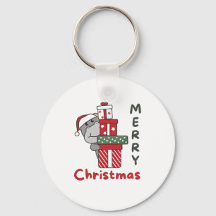 Hippo Christmas Gift Winter Animals Hippos Key Ring