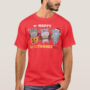 Hippo Christmas Halloween Costume Happy Hallothank T-Shirt