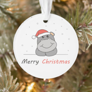 Hippo Christmas Snow Winter Animals Hippos Ornament
