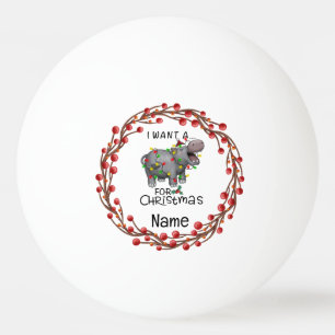 Hippo Christmas themed for Ping Pong Player Ball