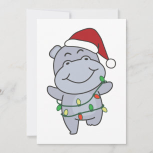 Hippo Christmas Winter Animals Hippos Holiday Card
