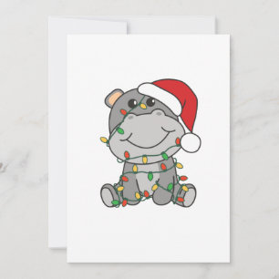 Hippo Christmas Winter Animals Hippos Holiday Card