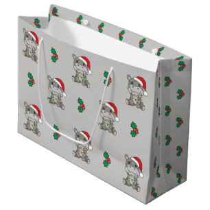 Hippo Christmas Winter Animals Hippos Large Gift B Bag