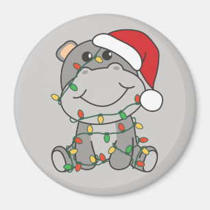 Hippo Christmas Winter Animals Hippos Magnet