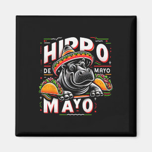Hippo Cinco De Mayo Funny Mexico Hippopotamus Funn Magnet