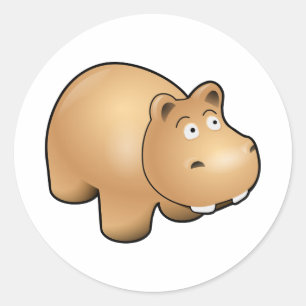 Hippo Classic Round Sticker