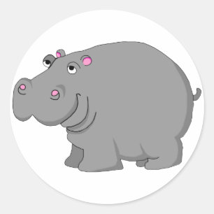 hippo classic round sticker