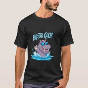 Hippo Crew Funny Cartoon Hippo Wearing Sunglasses T-Shirt