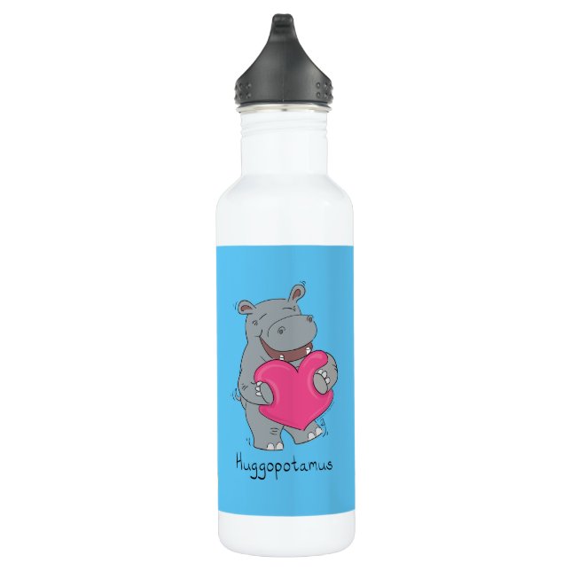Hippo Cute Kids Valentine's Day 710 Ml Water Bottle (Right)