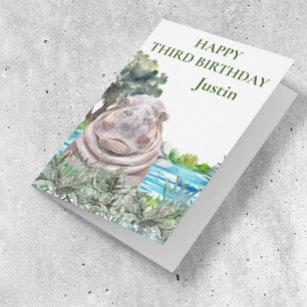 Hippo Cutie Birthday Safari Hippopotamus  Card