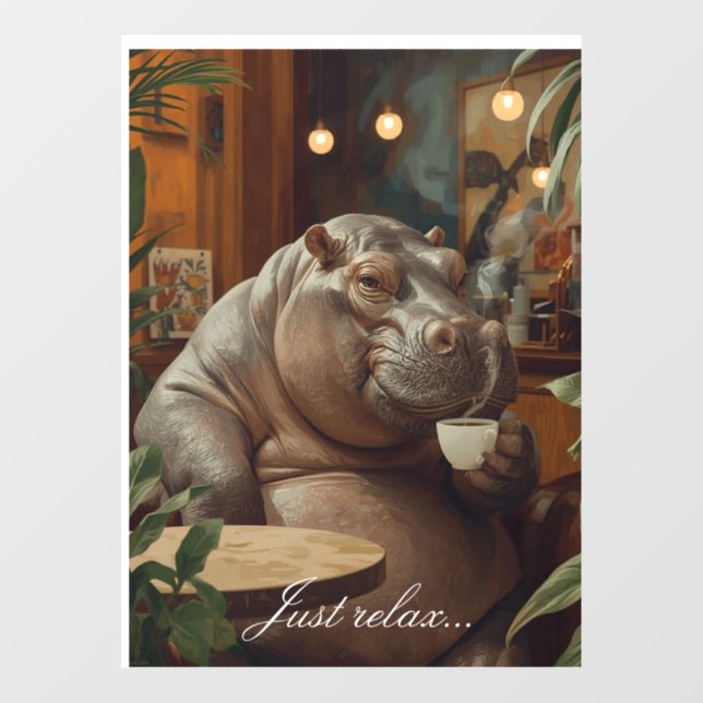 Hippo drinks coffee. Surreal style (Sheet)