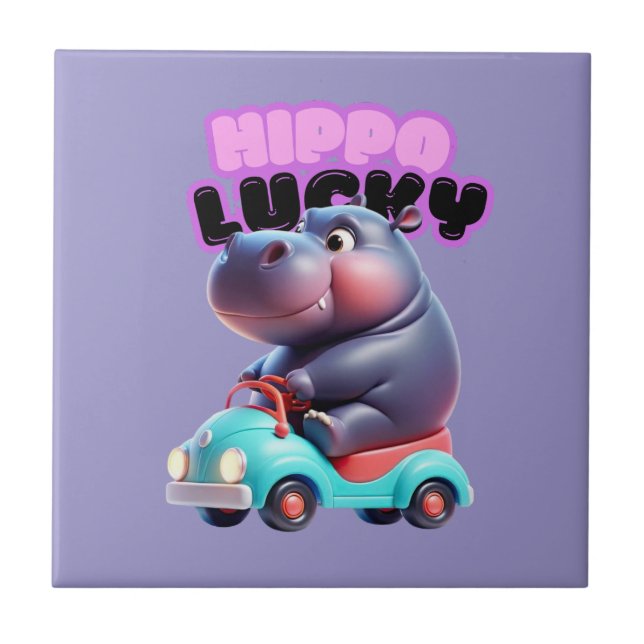 Hippo Drive Ceramic Tile (Front)