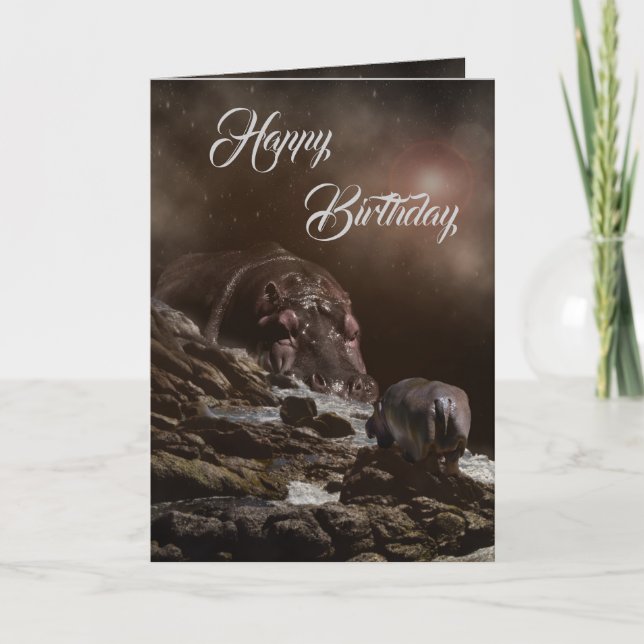 Hippo Enchanted Evening, Birthday Card (Front)