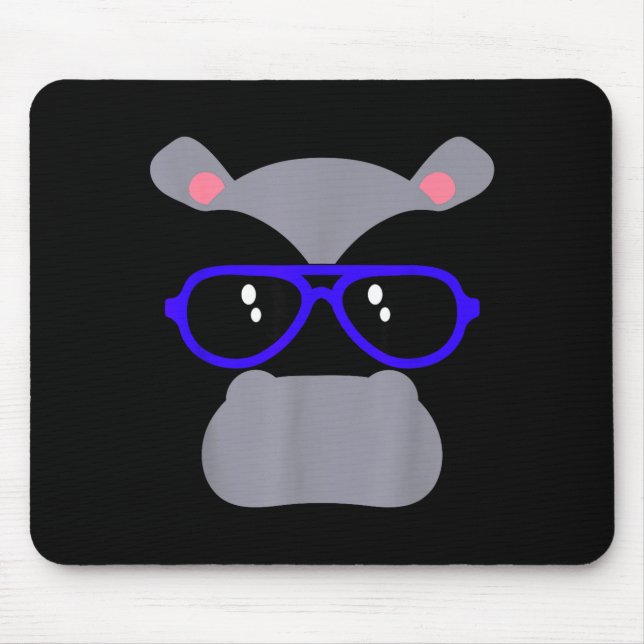 Hippo face eyelashes glasses funny halloween mouse pad (Front)