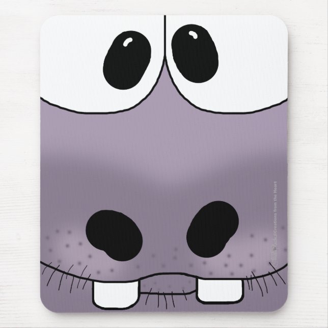 Hippo Face Mouse Pad (Front)