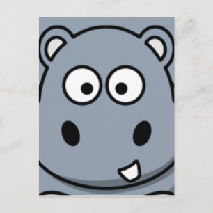 Hippo Face Postcard