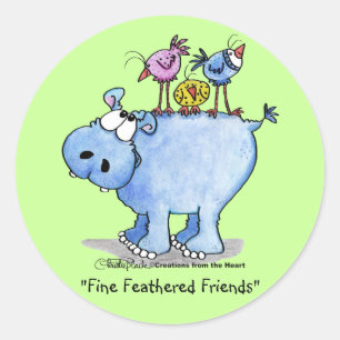 Hippo- Fine Feathered Friends Classic Round Sticker
