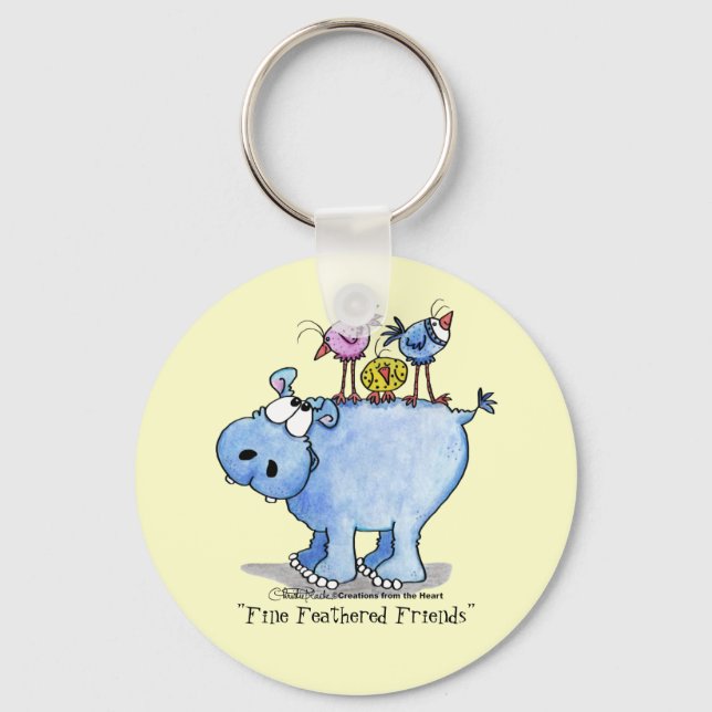 Hippo- Fine Feathered Friends Key Ring (Front)