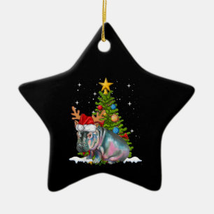 Hippo Fiona Christmas Tree Hippopotamus Ceramic Ornament