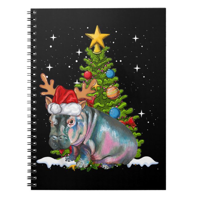 Hippo Fiona Christmas Tree Hippopotamus Notebook (Front)
