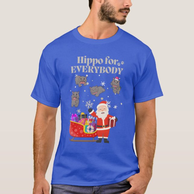 Hippo for Everybody Hippo Christmas Ugly Christmas T-Shirt (Front)