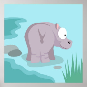 Hippo from my world animals serie poster