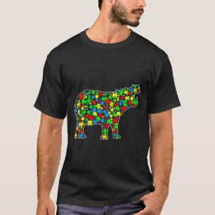 Hippo Funny Puzzle Animals Autism Awareness T-Shirt