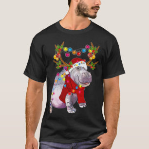 Hippo Gorgeous Reindeer Hippo Christmas Tree Light T-Shirt