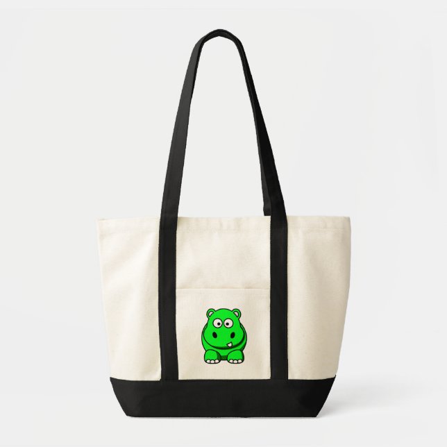Hippo Green Tote Bag (Front)