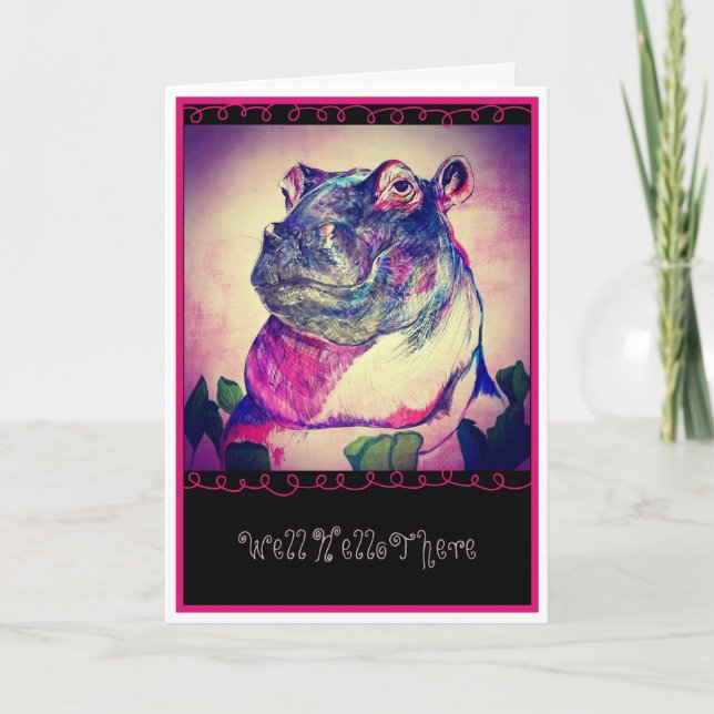 Hippo greetings card (Front)