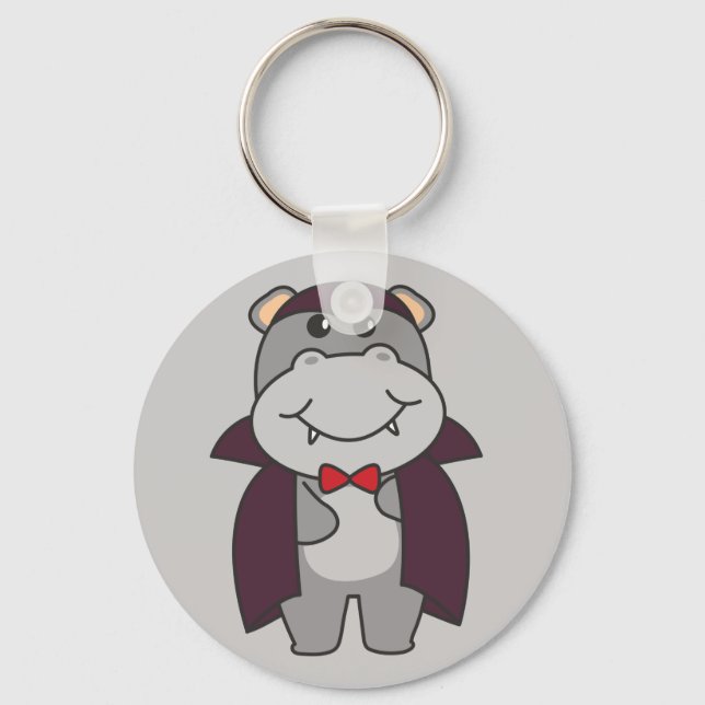 Hippo Halloween Cute Devil Vampire Costume Keychai Key Ring (Front)