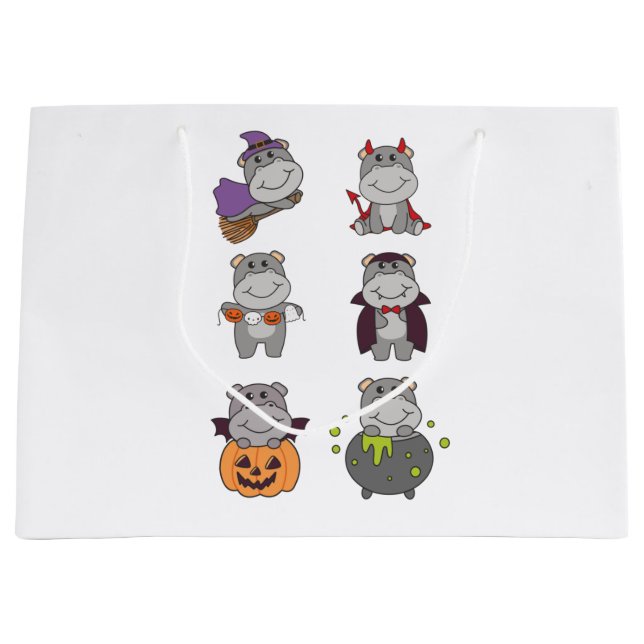 Hippo Halloween Devil Pumpkin Vampire Costume Large Gift Bag (Front)