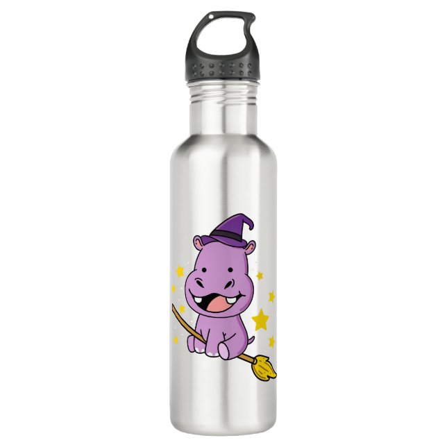 Hippo Halloween Witch For Halloween 710 Ml Water Bottle (Front)