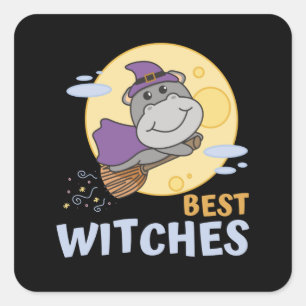 Hippo Halloween Witch Kids Witches Best Witches Square Sticker